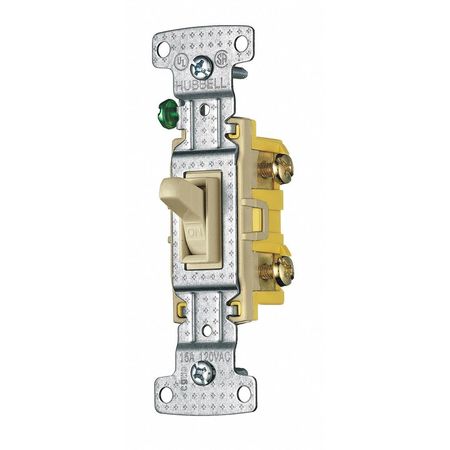 ZORO SELECT Wall Switch, 15A, Ivory, 1-Pole Type, 1/2 HP RS115I