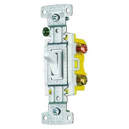 ZORO SELECT Wall Switch, 15A, White, 3-Way Type, 1/2 HP RS315W