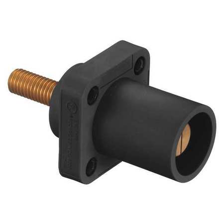 HUBBELL Angled Receptacle, Blk, Male, Threaded Stud HBLMRASBK