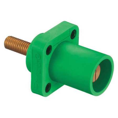 HUBBELL Angled Receptacle, Grn, Male, Threaded Stud HBLMRASGN
