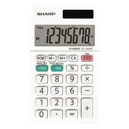 Sharp Pocket Calculator, LCD, 8 Display Digits EL-244WB