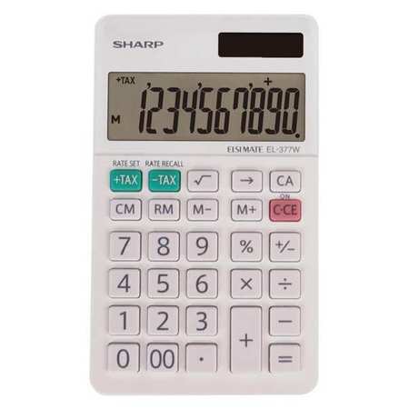 Sharp Pocket Calculator, LCD, 10 Display Digits EL-377WB