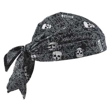 Chill-Its By Ergodyne Dew Rag, Black/White, Skulls 6710