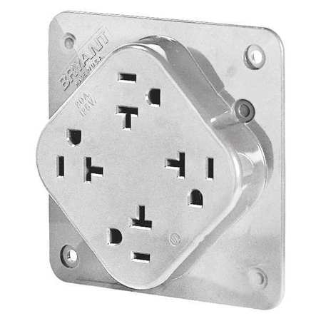 ZORO SELECT Receptacle, 20 A Amps, 125V AC, Flush Mount, Quad Outlet, 5-20R, White 21254W