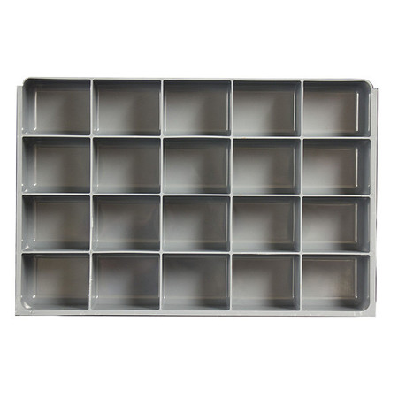 Durham Mfg Compartment Drawer Insert with 20 compartments, Polypropylene, 3" H x 18 in W 124-95-20-IND