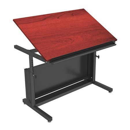 VERSA PRODUCTS Art Table, 30" D, 48" W, 26" to 42" H, Cherry, High Density Fiberboard VT2014830-01-02