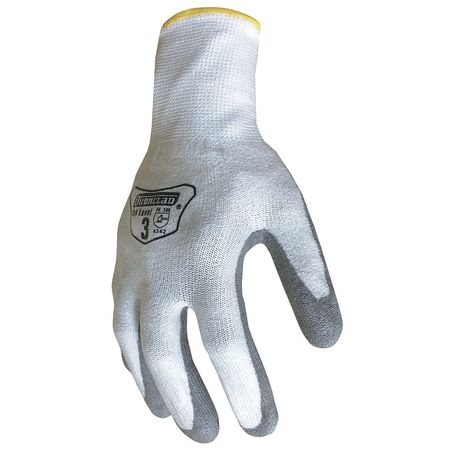 IRONCLAD PERFORMANCE WEAR Polyurethane Coated Gloves, Palm Coverage, White/Gray, L, PR G-IKC3-04-L