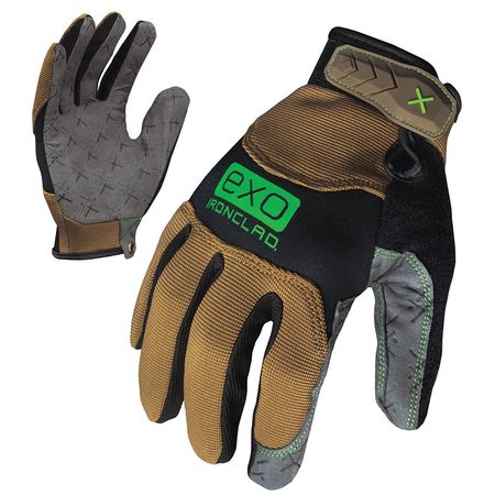 IRONCLAD PERFORMANCE WEAR Mechanics Gloves, L, Tan/Green, Stretch Nylon/Neoprene G-EXPPG-04-L