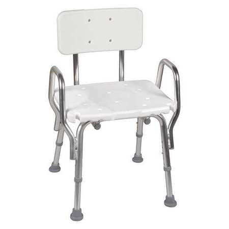 Dmi 19" L, Backrest, Aluminum, Plastic, Tub and Shower Seat, Textured 522-1733-1900