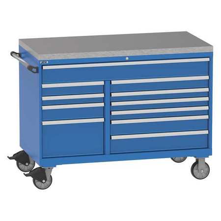 LISTA Mobile Double Workbench, 42" H, 11 Drawers TSDW07C06-1102FL-M-SSTOP