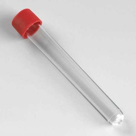 GLOBE SCIENTIFIC Test Tube with Cap, 15mL, 120mm L, PS, PK750 6156