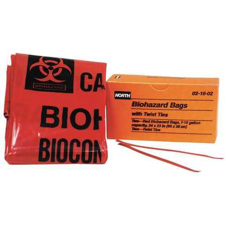 Honeywell North Biohazard Bags, 10 gal., Red 021602