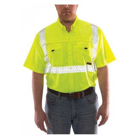 Tingley Job Sight Work Shirt, Size XL, Hi-Vis Green/Yellow S76022
