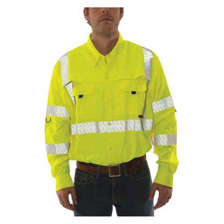 Tingley Job Sight Work Shirt, Size S, Hi-Vis Green/Yellow S76522