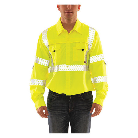 TINGLEY Job Sight Work Shirt, Size S, Hi-Vis Green/Yellow S76522