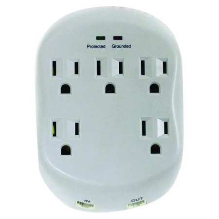 POWER FIRST Surge Protector Plug Adapter, 5 Outlets 52NY44