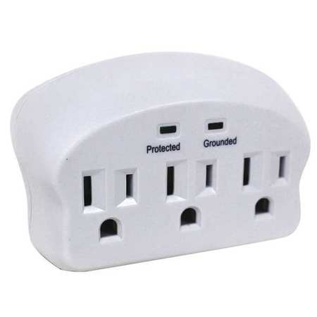 Power First Surge Protector Plug Adapter, 3 Outlets 52NY48