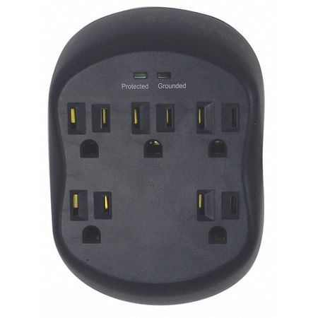 POWER FIRST Surge Protector Plug Adapter, 5 Outlets 52NY49