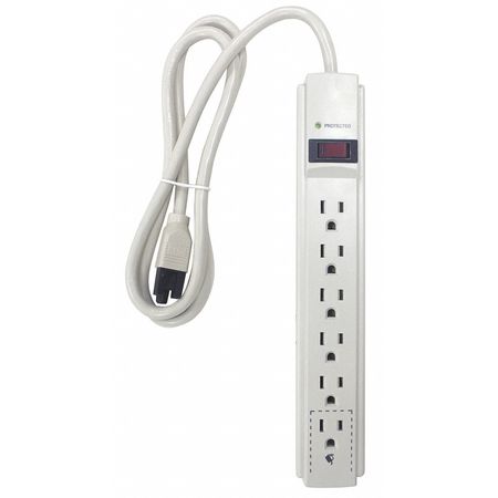 POWER FIRST Surge Protector Outlet Strip, 4 ft., White 52NY52