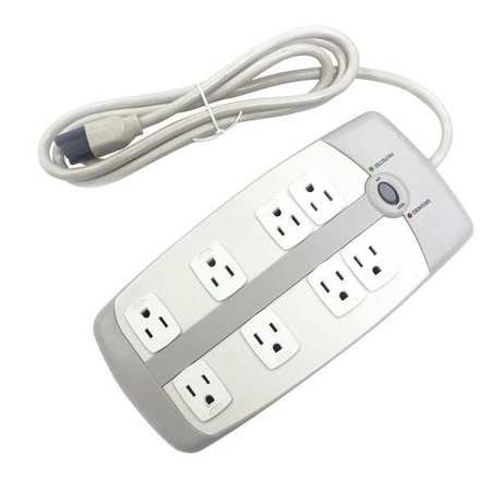 POWER FIRST Surge Protector Outlet Strip, 6 ft., White 52NY57