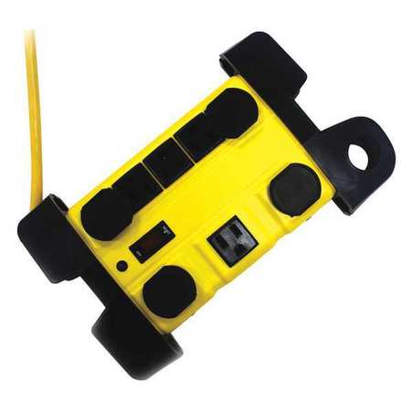 POWER FIRST Surge Protector Outlet Strip, Yellow 52NY58