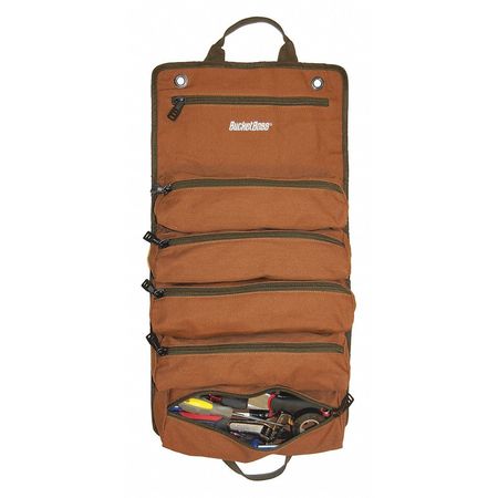 Bucket Boss Tool Pouch, Wrench Roll, Brown, Canvas, 6 Pockets 74004
