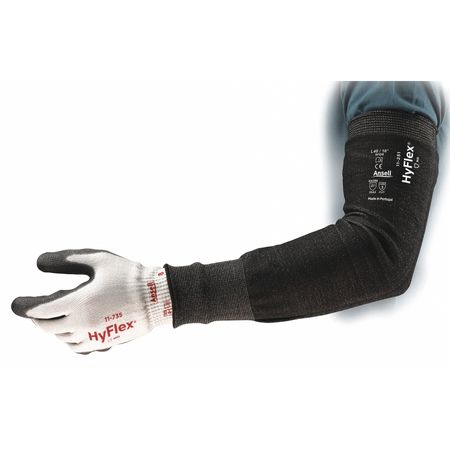ANSELL Hyflex Cut-Resistant Sleeve, Cut Level A3, Intercept, Knit Cuff, 18 in L, Black, 2XL 11-250