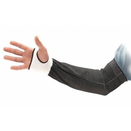 ANSELL Hyflex Cut-Resistant Sleeve, Cut Level A3, Intercept, Cuff with Thumbhole, 18 in, Black, 2XL 11-251