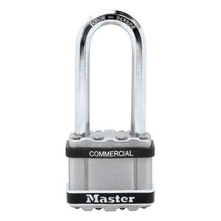 MASTER LOCK Padlock, Keyed Different, Long Shackle, Square Stainless Steel Body, Boron Shackle, 15/16 in W M5LJSTS