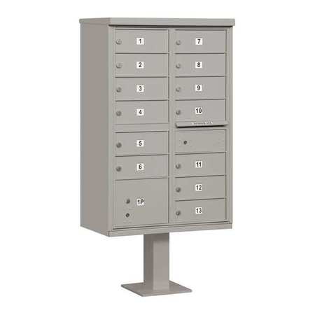 SALSBURY INDUSTRIES Cluster Box Unit, Gray, Powder Coated, 14 Doors, Pedestal, Standard 3313GRY-U