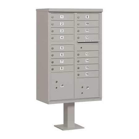 SALSBURY INDUSTRIES Cluster Box Unit, Gray, Powder Coated, 18 Doors, Pedestal, Standard 3316GRY-U