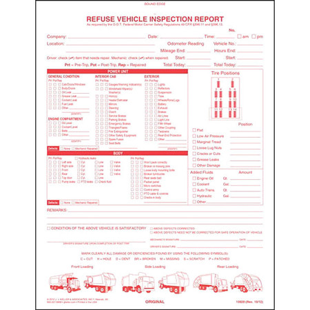 JJ KELLER Truck Driver Vehicle Inspection Report 13928