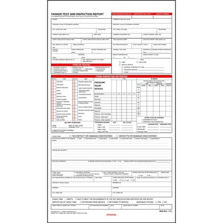 JJ KELLER Tanker Test/Inspection Report, PK10 8898