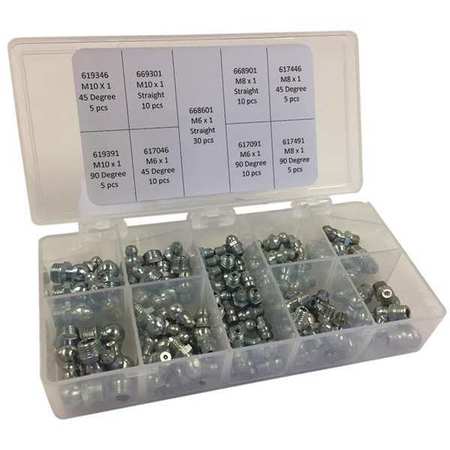 Kingfisher Grease Fitting Kit, Metric Type, 90 Pieces GFD6000