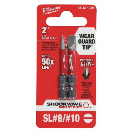 Milwaukee Tool SHOCKWAVE Impact Duty 2" Slotted #8/#10 Power Bit (2 Pack) 48-32-4920