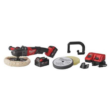 Milwaukee Tool M18 FUEL™ 18V 7” Cordless Brushless Variable Speed Polisher Kit w/ Accessory Pads (2 5.0Ah Batteries & Charger Bundle) 2738-22P