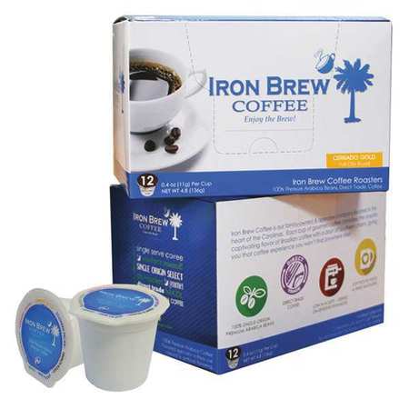 IRON BREW Coffee, 0.12 oz. Net Weight, Ground, PK12 C-1CT-12CGSS