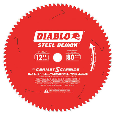 DIABLO 12", 80-Teeth Circular Saw Blade D1280CF