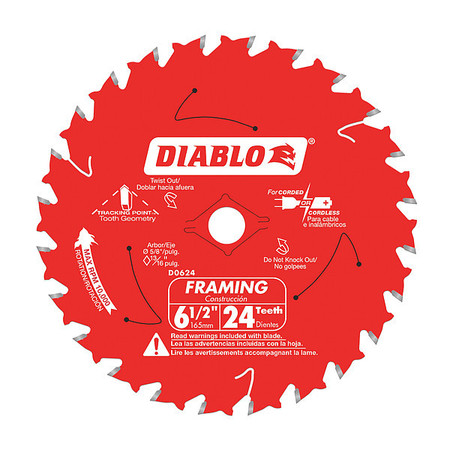 Diablo 24-Teeth Circular Saw Blade, Carbide Tip D0624X