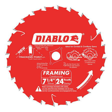 Diablo 7-1/4", 24-Teeth Circular Saw Blade D0724A