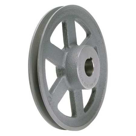 ZORO SELECT 1" Fixed Bore 1 Groove Standard V-Belt Pulley 6.45" OD AK661