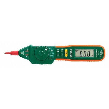 Extech Digital Multimeter, 600 Max. AC Volts, 600 Max. DC Volts, 200 mA Max. AC Amps, 200 mA Max. DC Amps 381676A