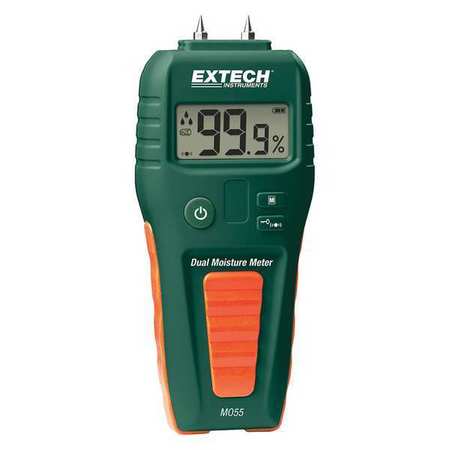 EXTECH Moisture Meter, LCD, 1 yr. Warranty MO55