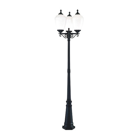 ACCLAIM LIGHTING Post Lght, Matte Black, 3-Head, White Glass 5369BK/WH