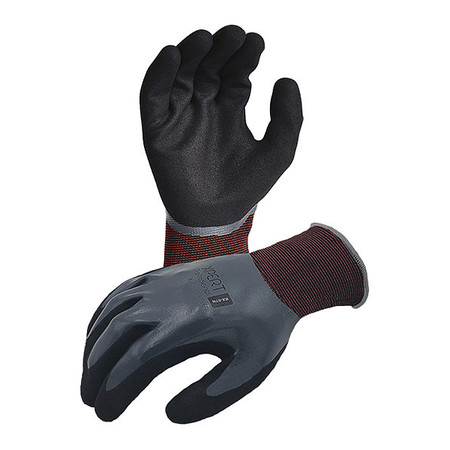 AZUSA SAFETY Karbonhex Nylon/Spandex Gloves, Double Dipped Liquid Resistant Sandy Foam Nitrile Palm Coating, XL KX07N