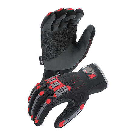 AZUSA SAFETY Mechanics Gloves, L, Black/Red KX03A