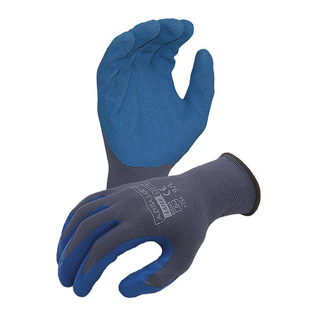 AZUSA SAFETY Economy 13 ga. Gray Nylon Gloves, Blue Crinkle Latex Palm Coating, S L22118