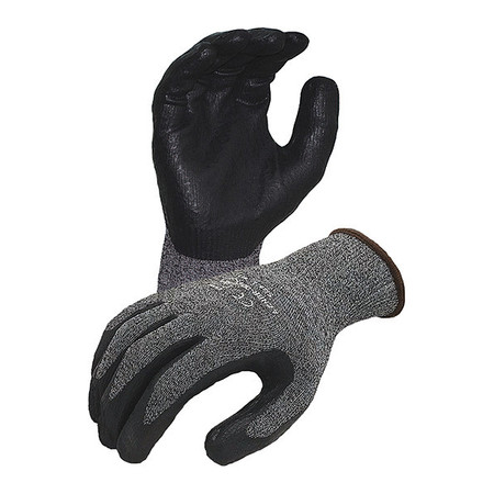 Azusa Safety 15 ga. Nylon/Lycra Gray Gloves, Black Textured Foam Nitrile Palm Coating, L AZNBR006