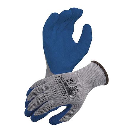 AZUSA SAFETY Economy 10 ga. Gray Cotton/Polyester Gloves, Blue Crinkle Latex Palm Coating, S L22115