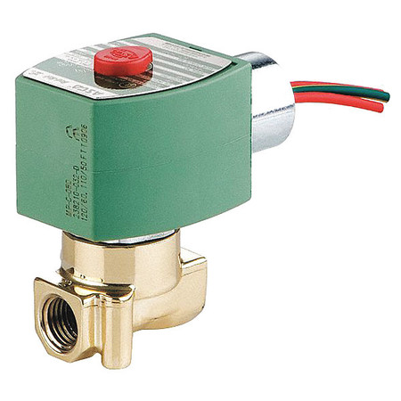 REDHAT 220/50, 240/60 Brass Solenoid Valve, Normally Closed, 1/4 in Pipe Size 8262H208LF 240/60, 220/50